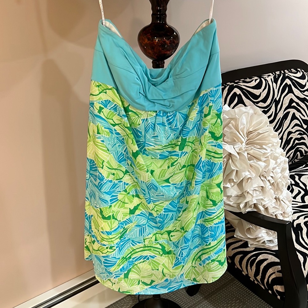 Lilly Pulitzer Blue and Green Spaghetti Strap Sundress
